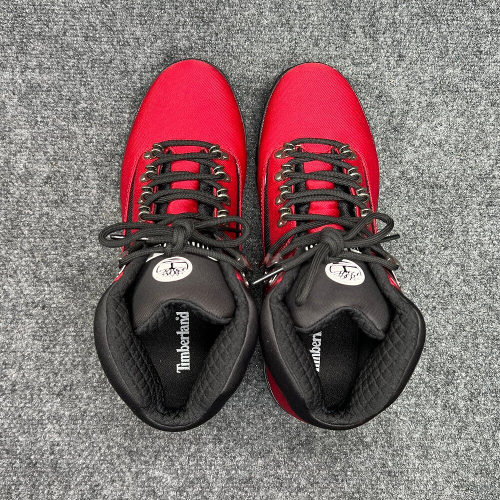 Timberland Euro Hiker Jacquard Boots Men's 9 Red Black Mid Lace Outdoor Hiking - Picture 9 of 12